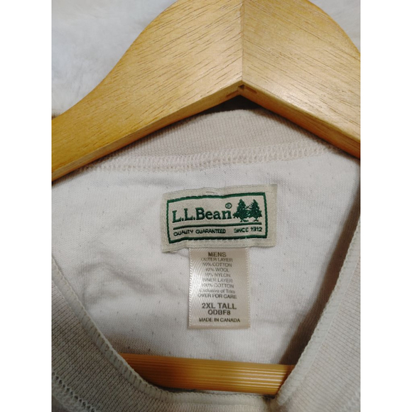 Men's Vintage 80s-90s L.L.Bean Long Sleeve Base layer Wool Tee XXL Beige - Picture 3 of 8